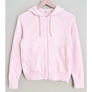 UNIQLO Fuzzy Cozy Knit Full Zip Hoodie Sweatshirt Pink Size XS